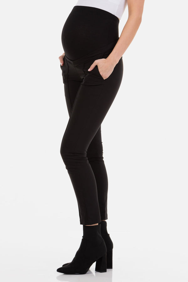 Taillierte Umstandshose aus Stretch-Baumwollmischung – Schwarz