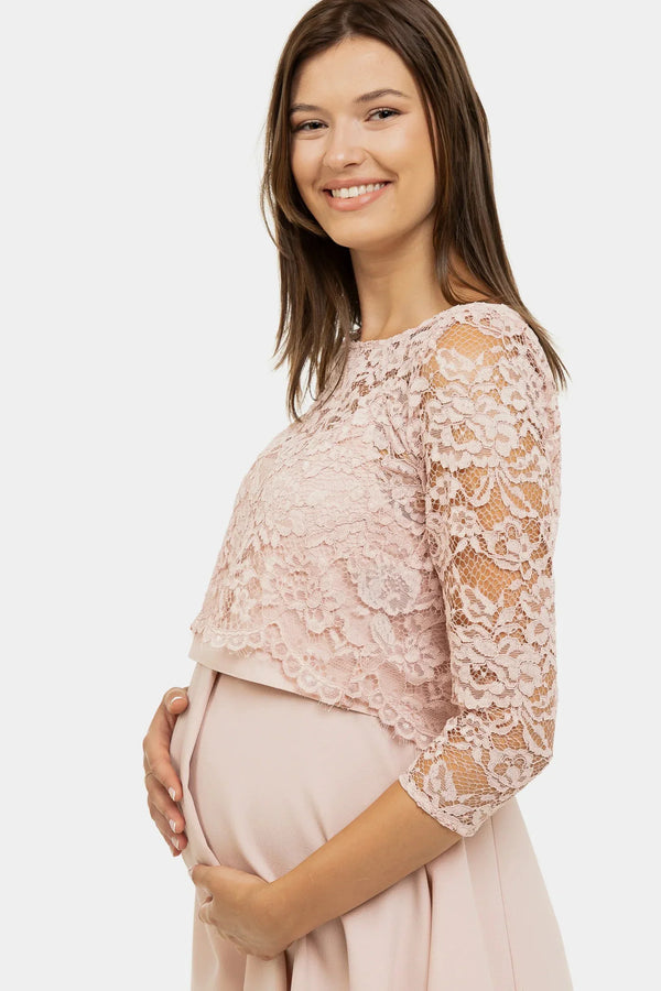 Elegantes Umstands- und Stillkleid mit Spitzenoberteil