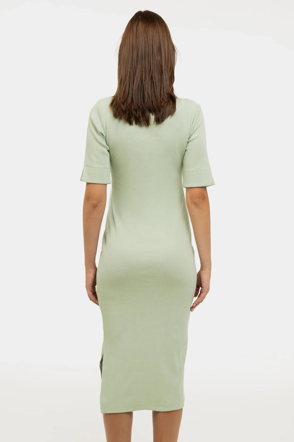 Tailliertes Umstands- & Stillkleid aus geripptem Baumwolljersey – Mint