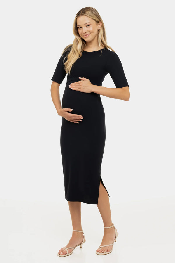 Figurbetontes langes Umstands- und Stillkleid – Navy
