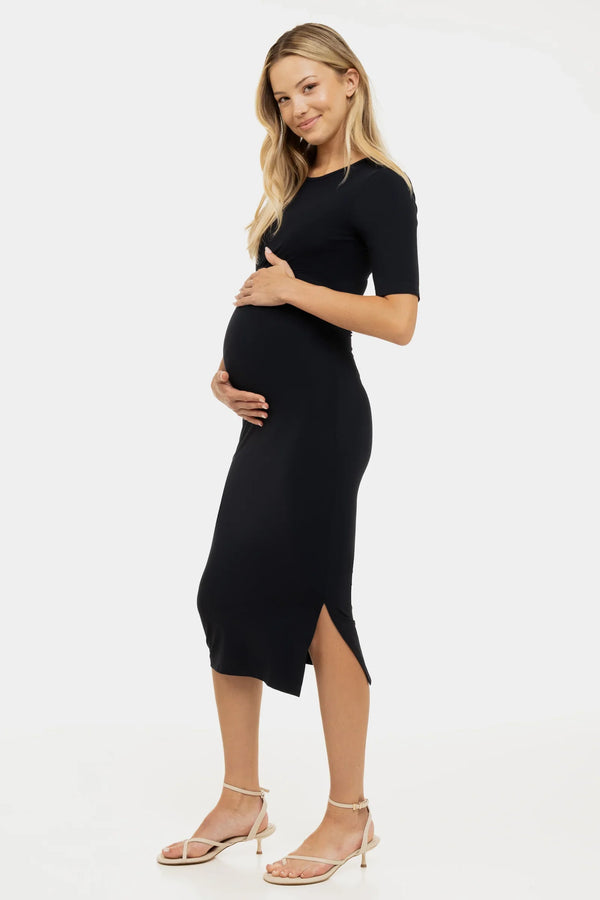 Figurbetontes langes Umstands- und Stillkleid – Navy