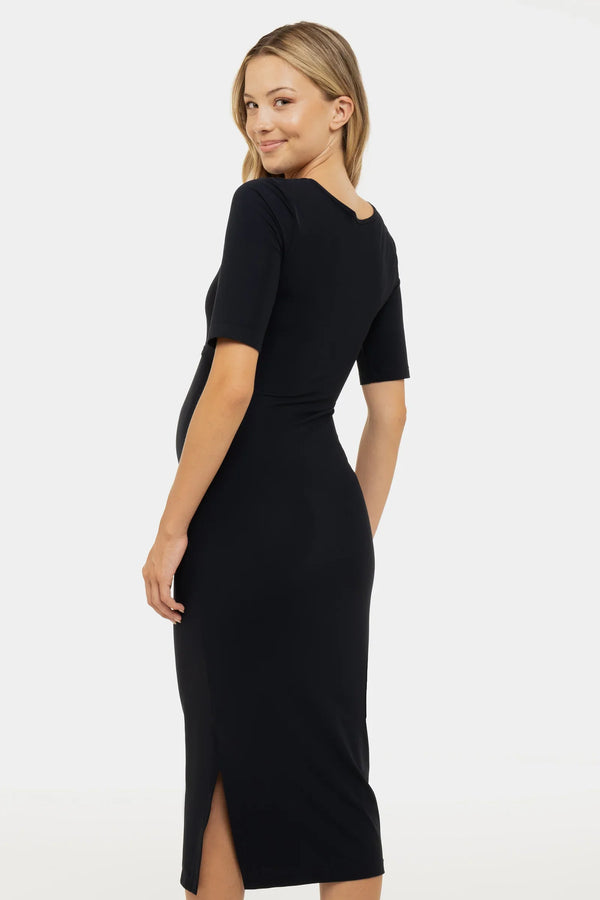 Figurbetontes langes Umstands- und Stillkleid – Navy