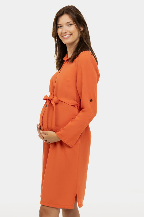 Crinkle-Umstands- & Stillblusenkleid mit Knopfleiste