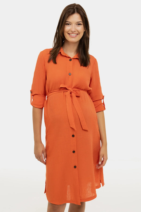 Crinkle-Umstands- & Stillblusenkleid mit Knopfleiste