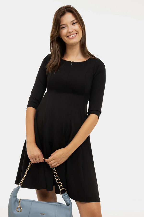 Ausgestelltes Umstands- und Stillkleid – Schwarz