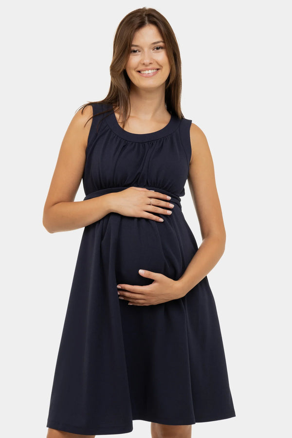 Elegantes Umstandskleid mit Raffung – Navy