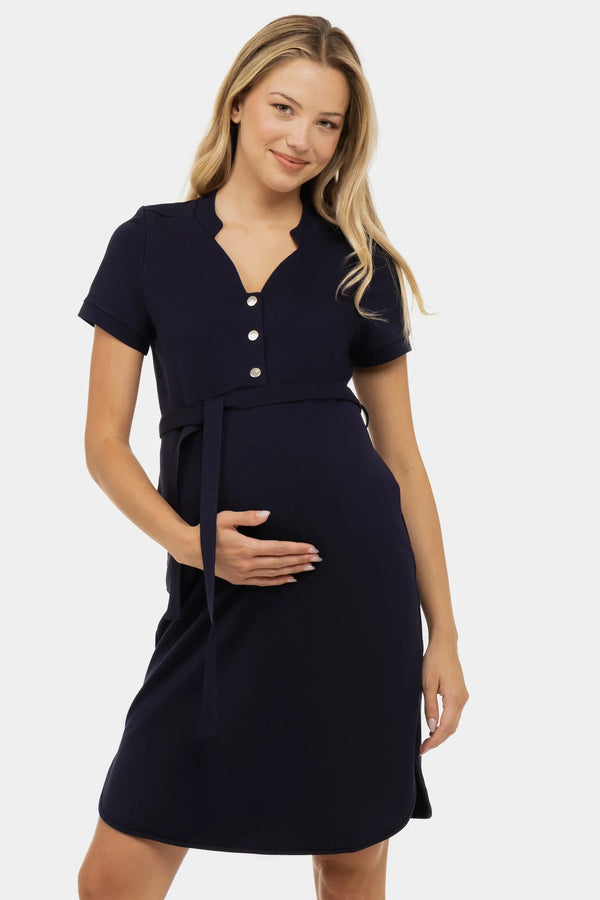 Umstandskleid aus Baumwolle mit Stillfunktion und Druckknöpfen