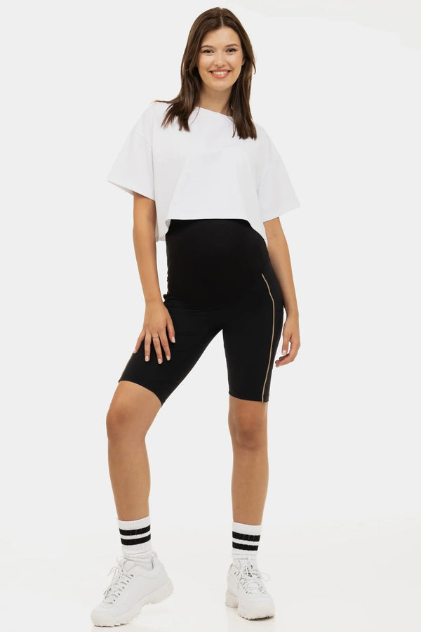 Kurze Umstandsleggings mit Goldakzent