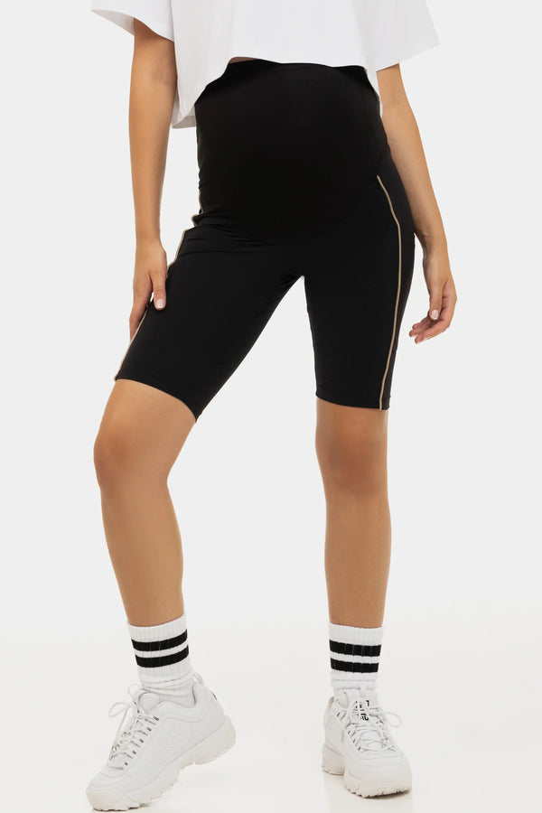 Kurze Umstandsleggings mit Goldakzent