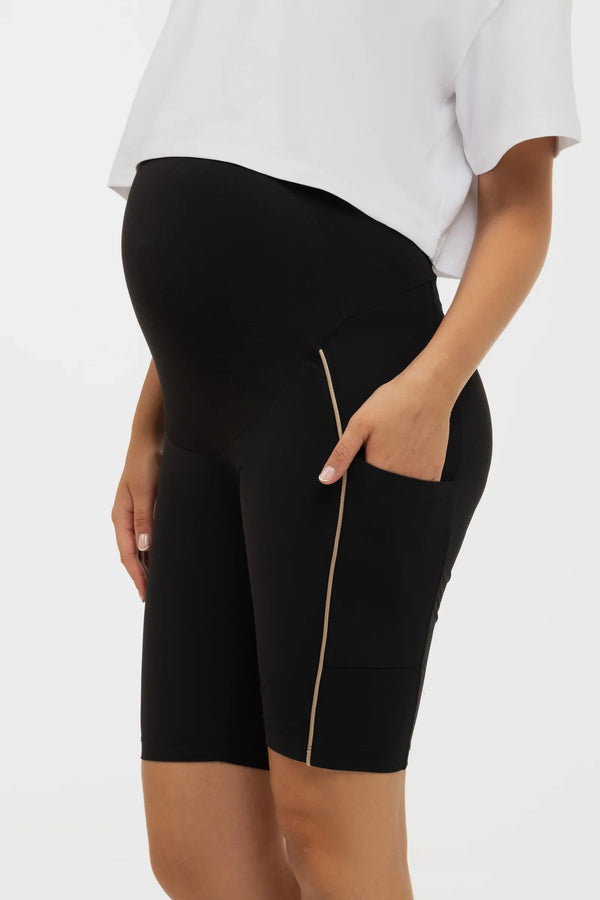 Kurze Umstandsleggings mit Goldakzent