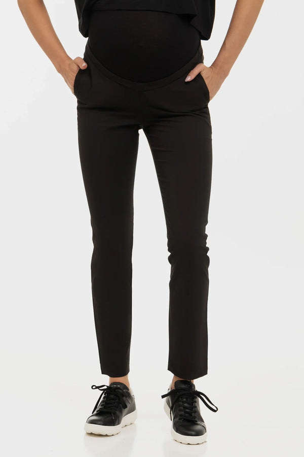 Taillierte Umstandshose mit elastischem Bund – Schwarz