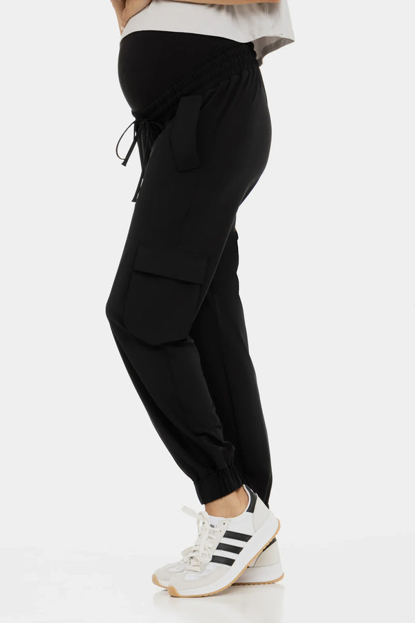 Jersey-Cargo-Umstandshose – Schwarz