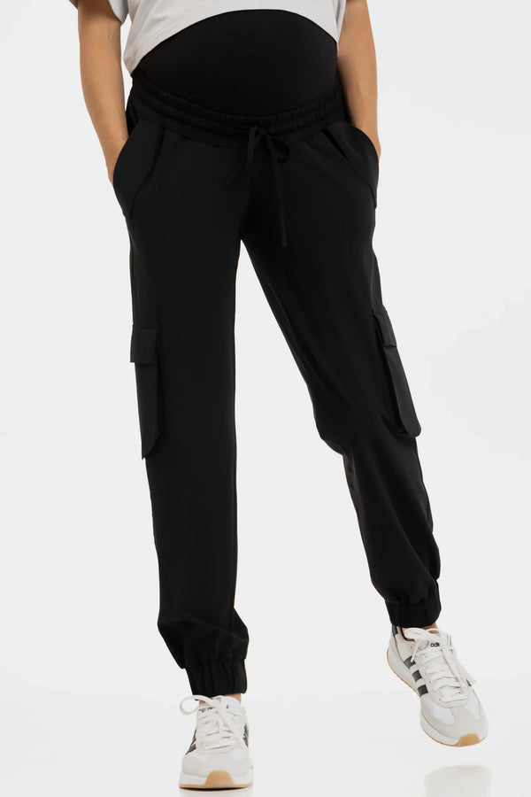 Jersey-Cargo-Umstandshose – Schwarz
