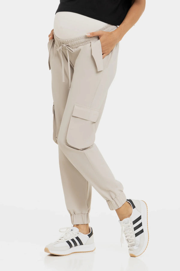 Jersey-Cargo-Umstandshose – Beige