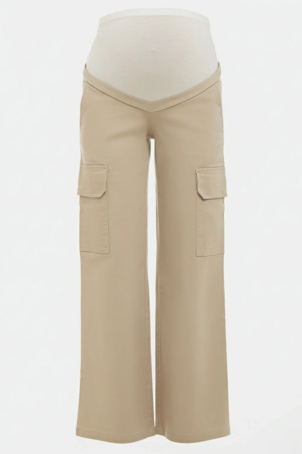 Weite Umstands-Cargohose aus Baumwolle – Sand