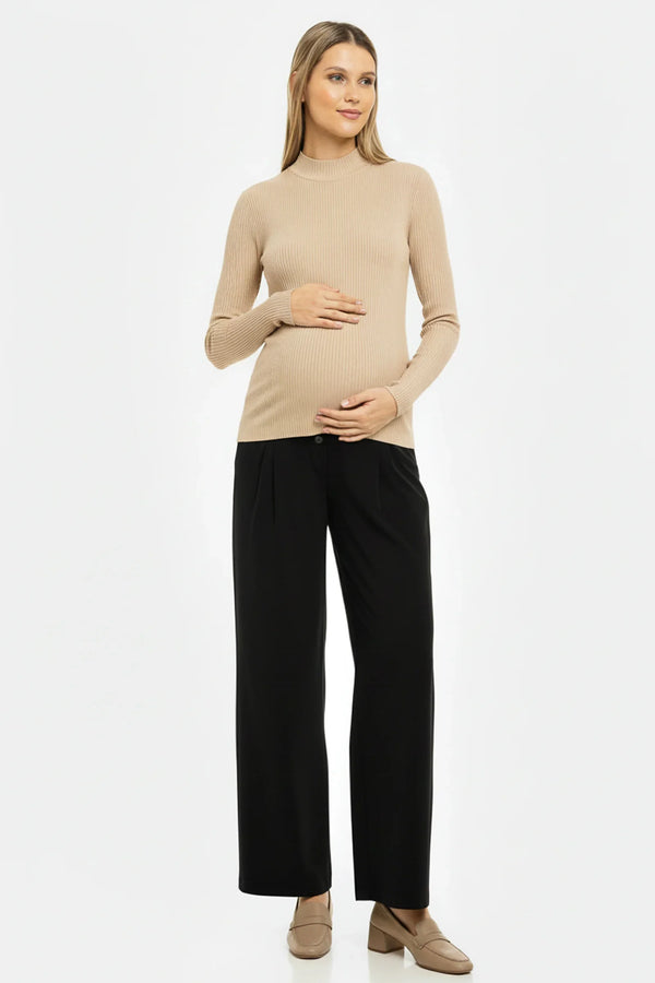 Travel-Umstandshose mit Falten – Schwarz