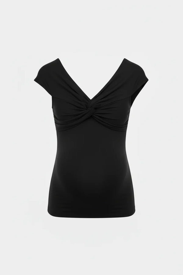 Elegante Umstandsbluse mit Knotendetail - Schwarz