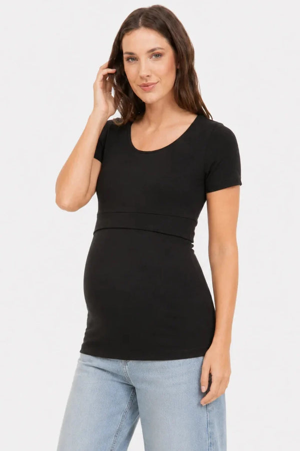 Umstands- & Stillshirt aus Baumwolljersey – Schwarz
