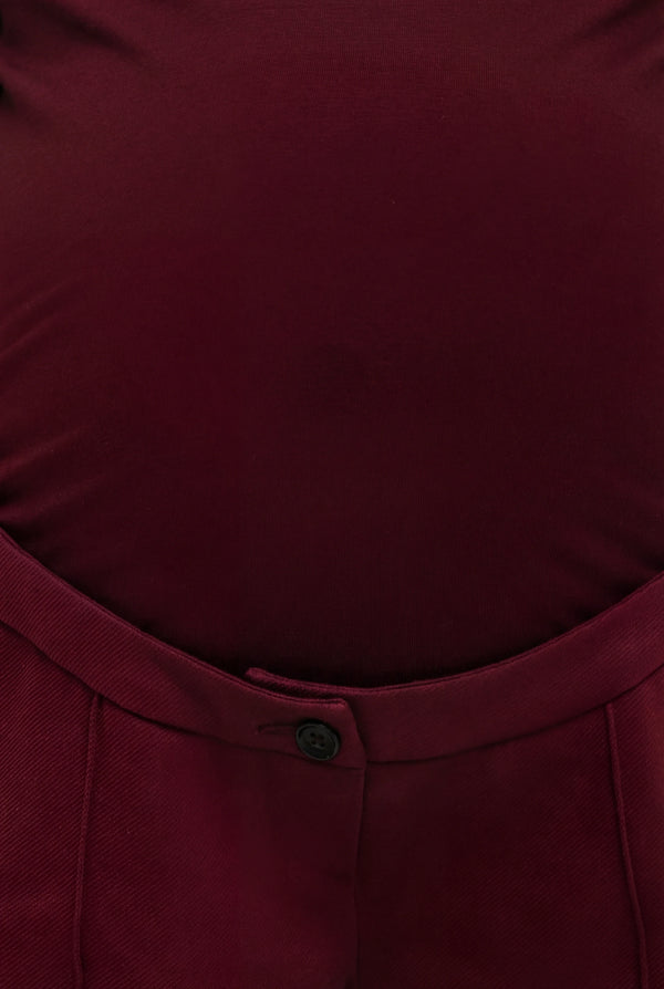 Elegante Umstandshose aus Punto-Twill – Bordeauxrot
