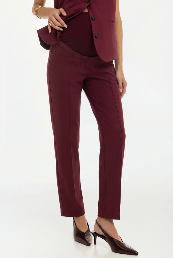 Elegante Umstandshose aus Punto-Twill – Bordeauxrot
