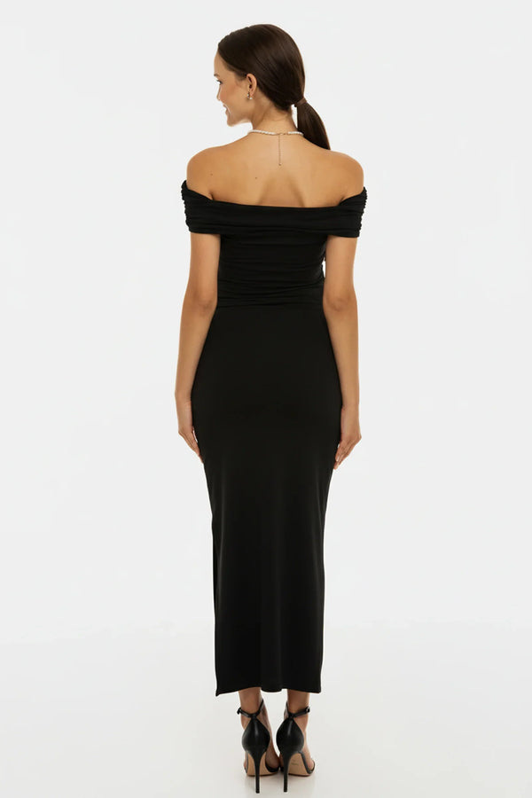 Festliches Umstandskleid mit Raffung – Schwarz