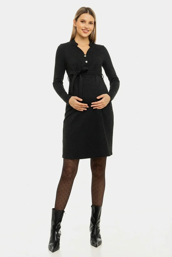 Umstands- und Stillkleid aus Premium Ponte di Roma – Grau meliert