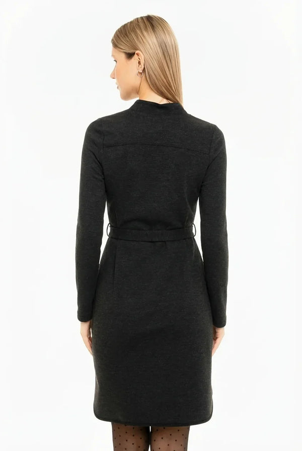 Umstands- und Stillkleid aus Premium Ponte di Roma – Grau meliert