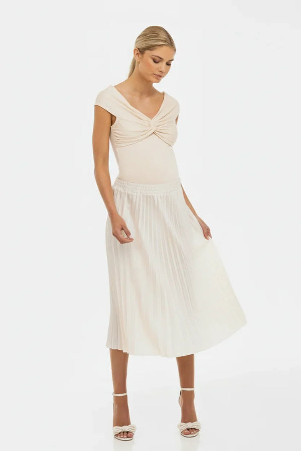 Elegante Umstandsbluse mit Knotendetail - Creme