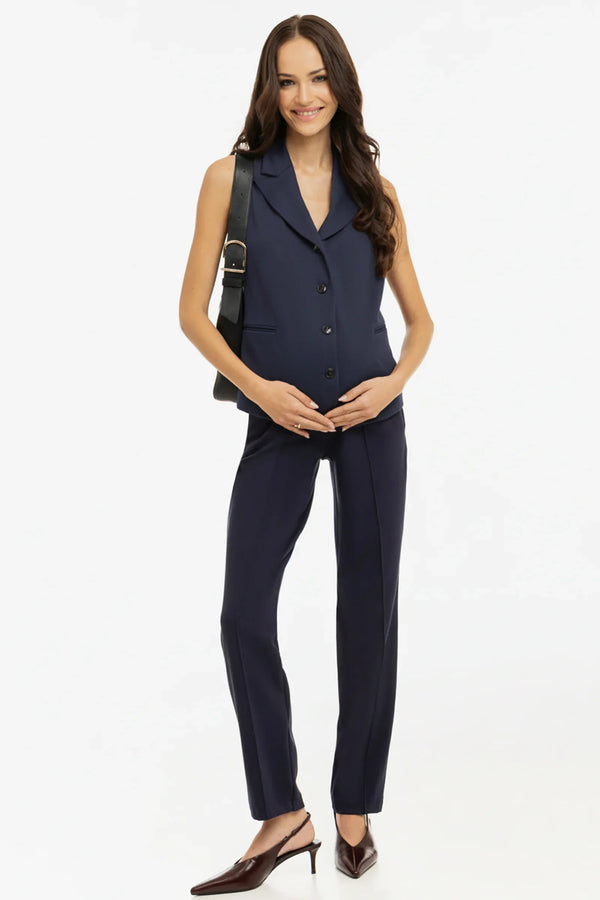 Elegante Umstandshose aus Punto-Twill – Dunkelblau