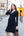 Ausgestelltes Umstands- und Still-Wickelkleid – Dunkelblau