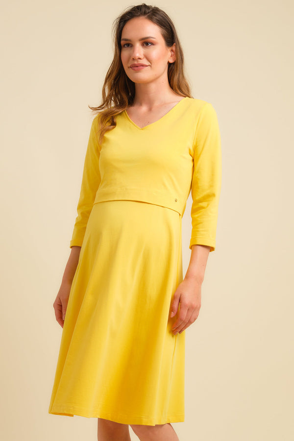 Umstands- und Stillkleid aus Baumwolle – Gelb