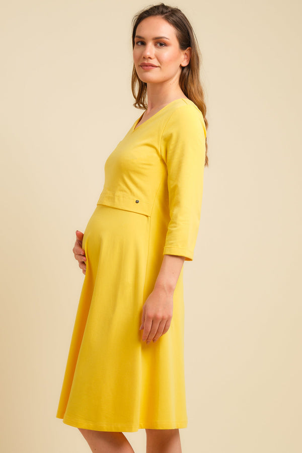 Umstands- und Stillkleid aus Baumwolle – Gelb