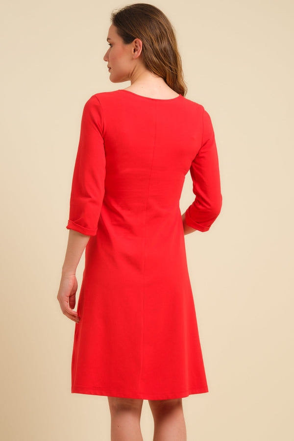 Umstands- und Stillkleid aus Baumwolle – Rot