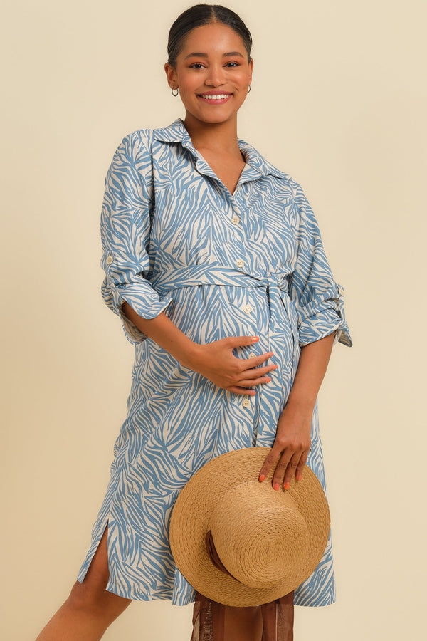 Umstands- und Still-Blusenkleid aus Leinenmix