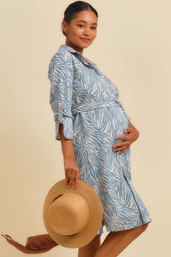 Umstands- und Still-Blusenkleid aus Leinenmix