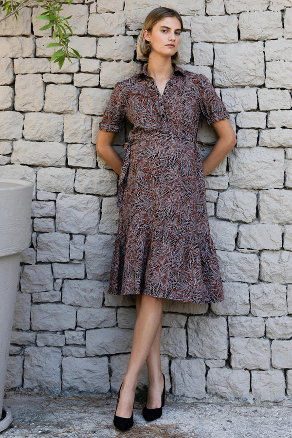 Umstands- & Stillblusenkleid mit Blättermuster und Volants