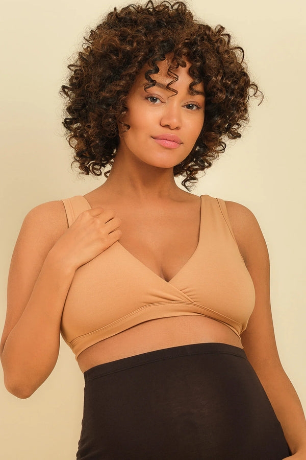 Beiger Umstands- und Still-BH aus Baumwolle