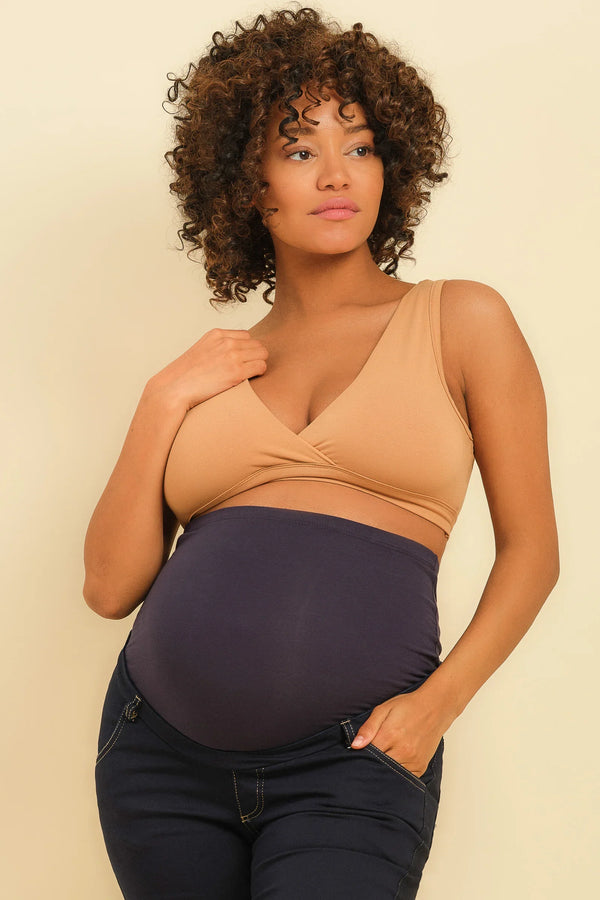 Beiger Umstands- und Still-BH aus Baumwolle