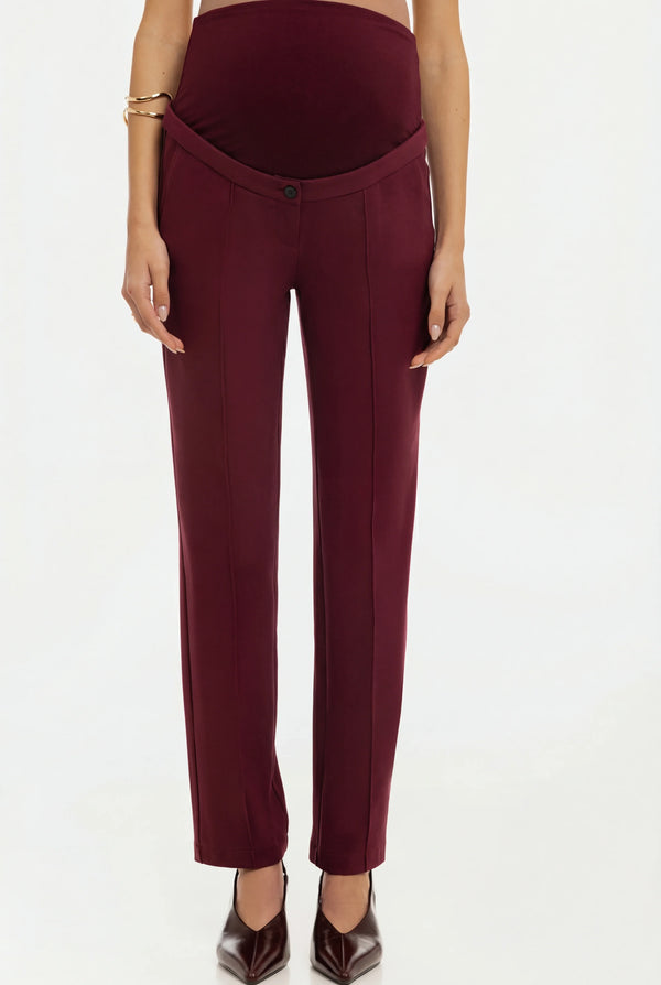 Elegante Umstandshose aus Punto-Twill – Bordeauxrot